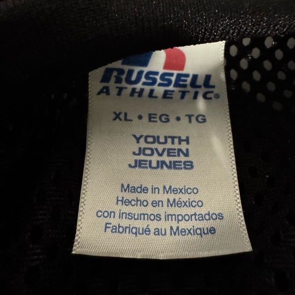 Russell Athletic Football Jersey V Neck Mesh Short Sleeve Top Youth XL Black - Picture 6 of 7